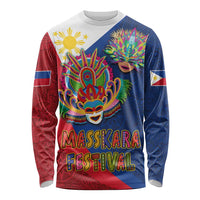 Philippines MassKara Long Sleeve Shirt Filipino Carnival Mask and Polynesian Pattern - Wonder Print Shop