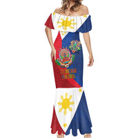 Philippines MassKara Mermaid Dress Filipino Carnival Mask and Polynesian Pattern - Wonder Print Shop