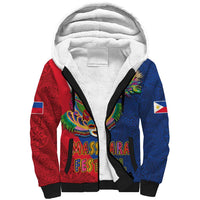 Philippines MassKara Sherpa Hoodie Filipino Carnival Mask and Polynesian Pattern - Wonder Print Shop