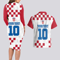 Custom Croatia Football 2024 Go Champion Couples Matching Long Sleeve Bodycon Dress and Hawaiian Shirt - Wonder Print Shop
