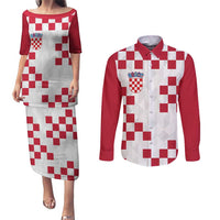 Custom Croatia Football 2024 Go Champion Couples Matching Puletasi and Long Sleeve Button Shirt - Wonder Print Shop