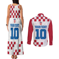 Custom Croatia Football 2024 Go Champion Couples Matching Tank Maxi Dress and Long Sleeve Button Shirt - Wonder Print Shop
