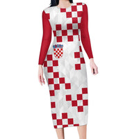 Custom Croatia Football 2024 Go Champion Family Matching Long Sleeve Bodycon Dress and Hawaiian Shirt - Wonder Print Shop