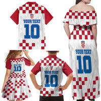 Custom Croatia Football 2024 Go Champion Family Matching Off Shoulder Maxi Dress and Hawaiian Shirt - Wonder Print Shop