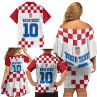Custom Croatia Football 2024 Go Champion Family Matching Off Shoulder Short Dress and Hawaiian Shirt - Wonder Print Shop