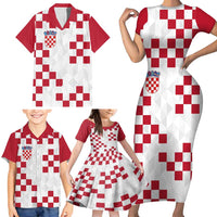 Custom Croatia Football 2024 Go Champion Family Matching Short Sleeve Bodycon Dress and Hawaiian Shirt - Wonder Print Shop