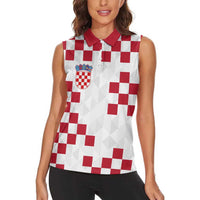 Custom Croatia Football 2024 Go Champion Women Sleeveless Polo Shirt - Wonder Print Shop