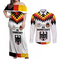 Custom Germany Football 2024 Go Champion Couples Matching Off Shoulder Maxi Dress and Long Sleeve Button Shirt Design 90s Style Home Color - Wonder Print Shop