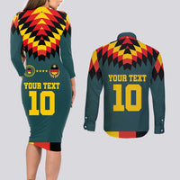 Custom Germany Football 2024 Go Champion Couples Matching Long Sleeve Bodycon Dress and Long Sleeve Button Shirt Design 90s Style Away Color - Wonder Print Shop