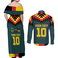Custom Germany Football 2024 Go Champion Couples Matching Off Shoulder Maxi Dress and Long Sleeve Button Shirt Design 90s Style Away Color - Wonder Print Shop