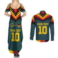 Custom Germany Football 2024 Go Champion Couples Matching Summer Maxi Dress and Long Sleeve Button Shirt Design 90s Style Away Color - Wonder Print Shop
