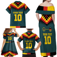 Custom Germany Football 2024 Go Champion Family Matching Off Shoulder Maxi Dress and Hawaiian Shirt Design 90s Style Away Color - Wonder Print Shop