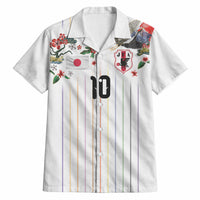 Japan Football Custom Hawaiian Shirt Colors Beyond Horizon Sashiko Effect White Version