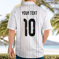 Japan Football Custom Hawaiian Shirt Colors Beyond Horizon Sashiko Effect White Version