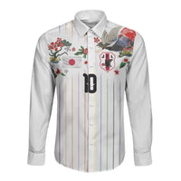 Japan Football Custom Long Sleeve Button Shirt Colors Beyond Horizon Sashiko Effect White Version