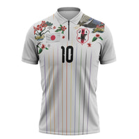 Japan Football Custom Zipper Polo Shirt Colors Beyond Horizon Sashiko Effect White Version