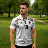 Japan Football Custom Zipper Polo Shirt Colors Beyond Horizon Sashiko Effect White Version
