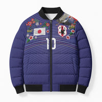 Japan Football Custom Bomber Puffer Jacket Japanese Culture with Sashiko Effect