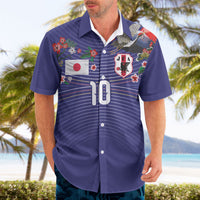 Japan Football Custom Hawaiian Shirt Japanese Culture with Sashiko Effect