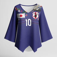 Japan Football Custom Kimono Sleeve Blouse Japanese Culture with Sashiko Effect