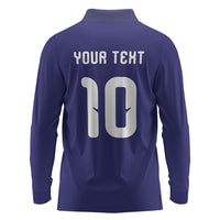 Japan Football Custom Long Sleeve Polo Shirt Japanese Culture with Sashiko Effect