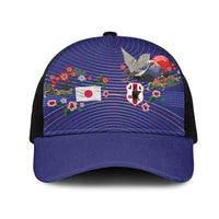 Japan Football Mesh Trucker Cap Japanese Culture with Sashiko Effect