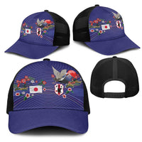 Japan Football Mesh Trucker Cap Japanese Culture with Sashiko Effect