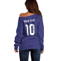 Japan Football Custom Off Shoulder Sweater Japanese Culture with Sashiko Effect