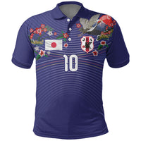 Japan Football Custom Polo Shirt Japanese Culture with Sashiko Effect