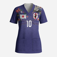 Japan Football Custom Scrub Top Japanese Culture with Sashiko Effect