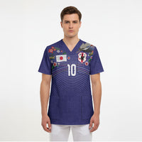 Japan Football Custom Scrub Top Japanese Culture with Sashiko Effect