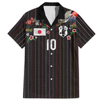 Japan Football Custom Hawaiian Shirt Colors Beyond Horizon Sashiko Effect Black Version