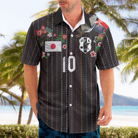 Japan Football Custom Hawaiian Shirt Colors Beyond Horizon Sashiko Effect Black Version