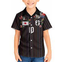 Japan Football Custom Hawaiian Shirt Colors Beyond Horizon Sashiko Effect Black Version