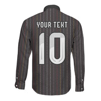 Japan Football Custom Long Sleeve Button Shirt Colors Beyond Horizon Sashiko Effect Black Version