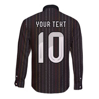 Japan Football Custom Long Sleeve Button Shirt Colors Beyond Horizon Sashiko Effect Black Version