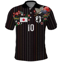 Japan Football Custom Polo Shirt Colors Beyond Horizon Sashiko Effect Black Version