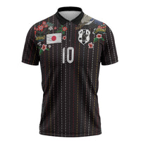 Japan Football Custom Zipper Polo Shirt Colors Beyond Horizon Sashiko Effect Black Version