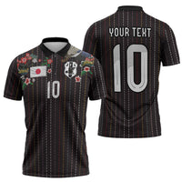 Japan Football Custom Zipper Polo Shirt Colors Beyond Horizon Sashiko Effect Black Version