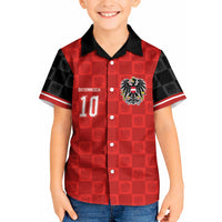 Austria Football Custom Kid Hawaiian Shirt Bundesadler Red Checkerboard Eagle
