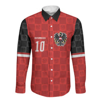 Austria Football Custom Long Sleeve Button Shirt Bundesadler Red Checkerboard Eagle