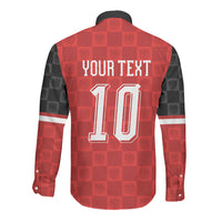 Austria Football Custom Long Sleeve Button Shirt Bundesadler Red Checkerboard Eagle
