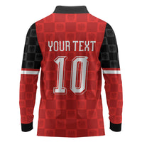 Austria Football Custom Long Sleeve Polo Shirt Bundesadler Red Checkerboard Eagle