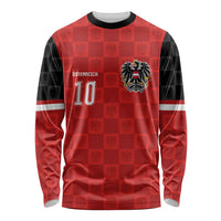Austria Football Custom Long Sleeve Shirt Bundesadler Red Checkerboard Eagle