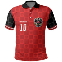 Austria Football Custom Polo Shirt Bundesadler Red Checkerboard Eagle