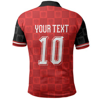 Austria Football Custom Polo Shirt Bundesadler Red Checkerboard Eagle