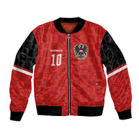 Austria Football Custom Sleeve Zip Bomber Jacket Bundesadler Red Checkerboard Eagle