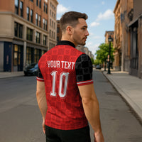 Austria Football Custom Zipper Polo Shirt Bundesadler Red Checkerboard Eagle