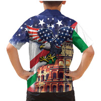 Italian American Heritage Month Family Matching Mermaid Dress and Hawaiian Shirt USA Eagle and The Colosseum with National Flag - Wonder Print Shop