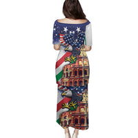 Italian American Heritage Month Family Matching Puletasi and Hawaiian Shirt USA Eagle and The Colosseum with National Flag - Wonder Print Shop